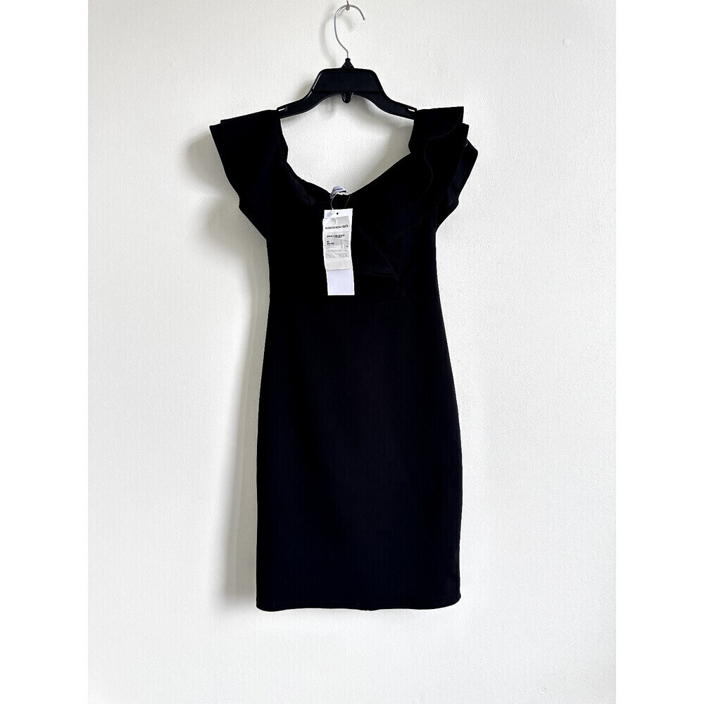 Emerald Sundae Juniors' Off-The-Shoulder Bodycon Dress, Black, XXS